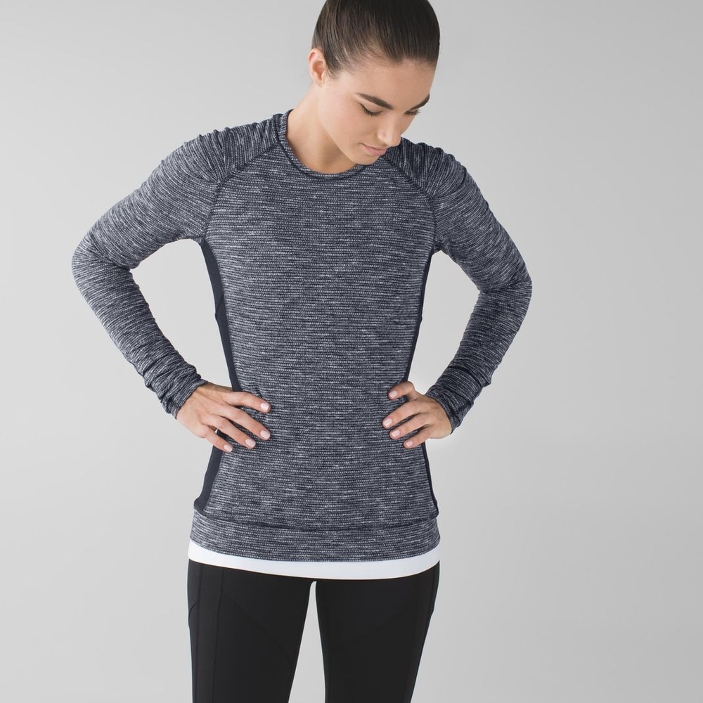 Lululemon Think Fast Long Sleeve Coco Pique Black - Size 4